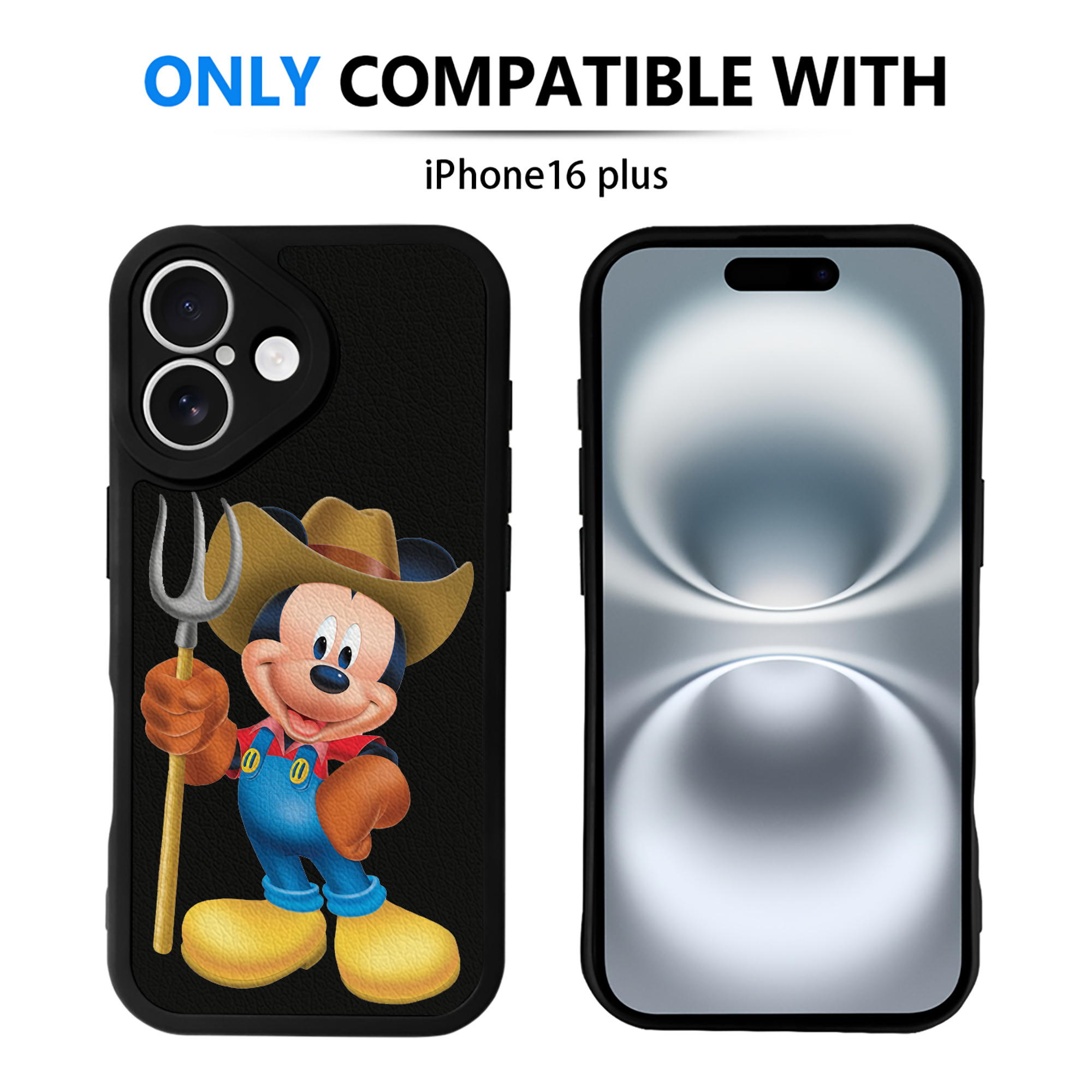 （画像用） ミッキーマウス Mickey Mouse 【iPhone 16シリーズ対応】シリコンスマホケース（レザー調） 材質：シリコン